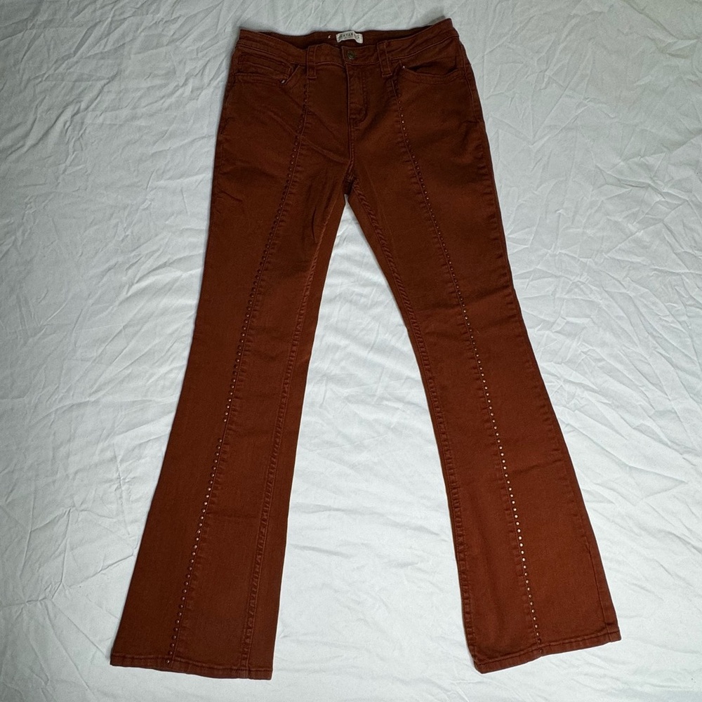 Shyanne Burnt Orange Studded Flare Bootcut Denim Western Jeans Womens Size‎ 32